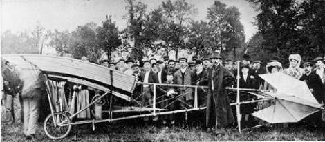 Santos-Dumont in front of a Demoiselle