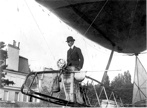 Alberto Santos-Dumont at the helm