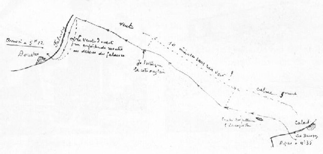 Sketch map drawn by Louis Bl&eacute;riot