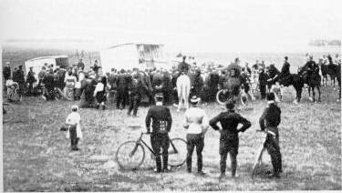 Henry Farman lands after first cross-country in Europe